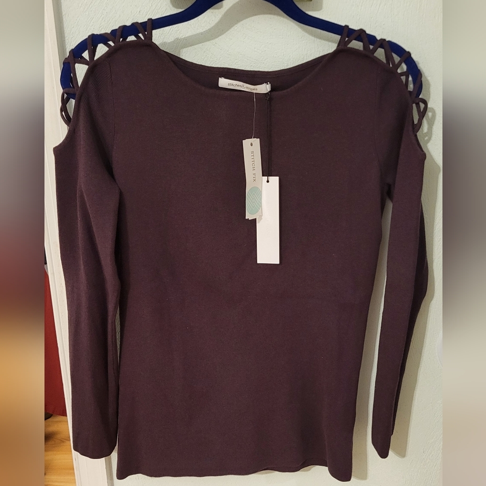 LAST CHANCE!! NWT Stitches & Stripes Emmie Lace-up Shoulder Sweater